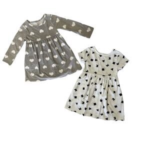 Girl's Casual Knit Dress w/2 Pockets. 2 Dresses Long Sleeves & Short Sleeves 3T